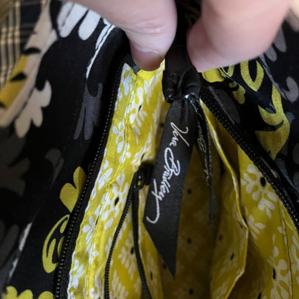 Vera Bradley Retired “Baroque” Handbag--Yellow, Gray, Black--Wraparound Pockets - Picture 8 of 16